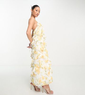 Ever New Petite ruffle maxi dress in yellow floral