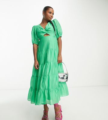 Ever New Petite short sleeve cut-out maxi dress in green