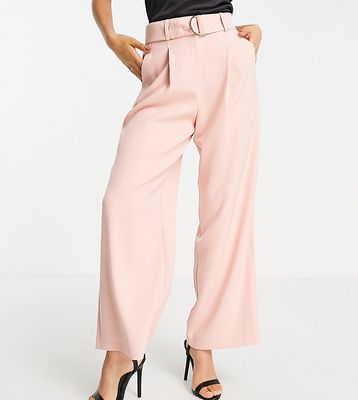 Ever New Petite tailored belted wide leg pants in blush-Pink