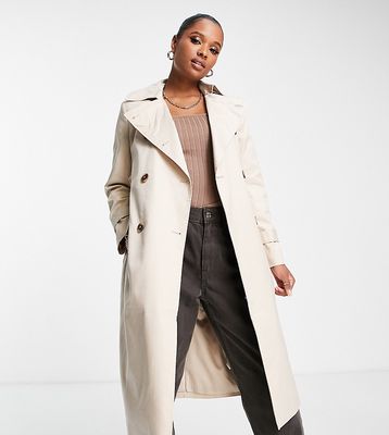 Ever New Petite trench coat with tie belt in stone-Neutral