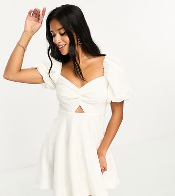 Ever New Petite twist mini dress in ivory-White