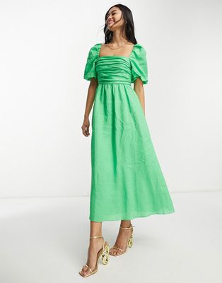Ever New puff sleeve maxi dress in green