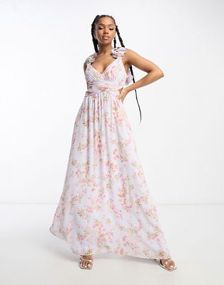 Ever New ruffle strap maxi dress in floral-Multi