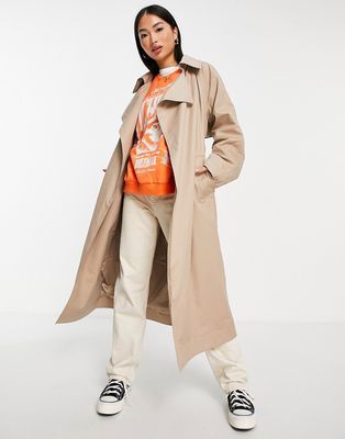 Ever New tie waist trench coat in stone-Neutral