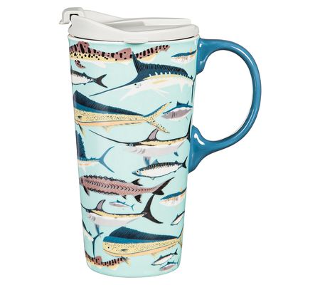 Evergreen 17-oz Ceramic Big Fish Travel Cup