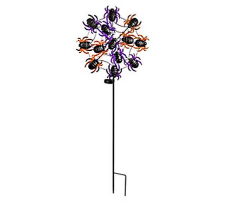 Evergreen 44"H Solar Garden Stake, Purple Spide r Web