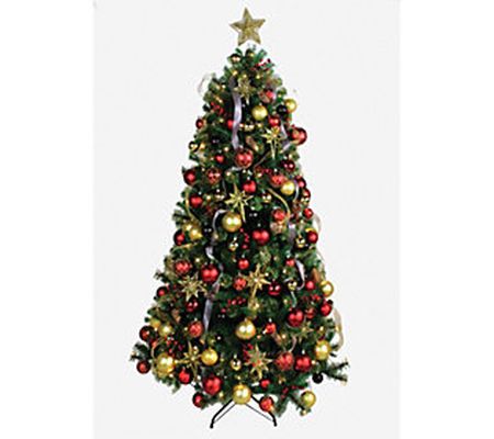 Evergreen 7.5' Holiday Tree w/ 250 LED Lights & 140 Ornaments