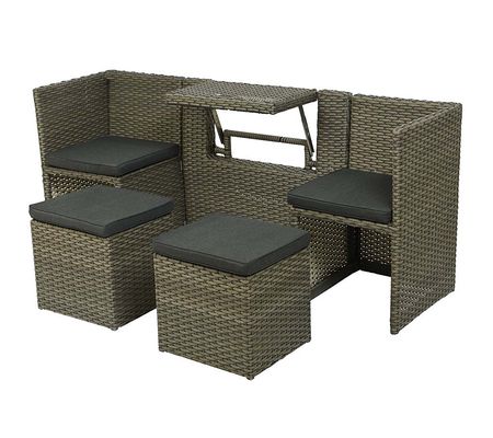 Evergreen Antiqued Brown Compact Modular Wicker Seating Set