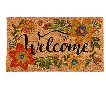 Evergreen Colorful Floral Welcome 16" x 28" Coi r Mat