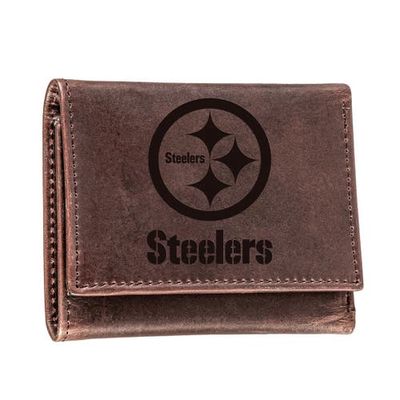 Evergreen Enterprises Pittsburgh Steelers Leather Team Tri-Fold Wallet in Brown