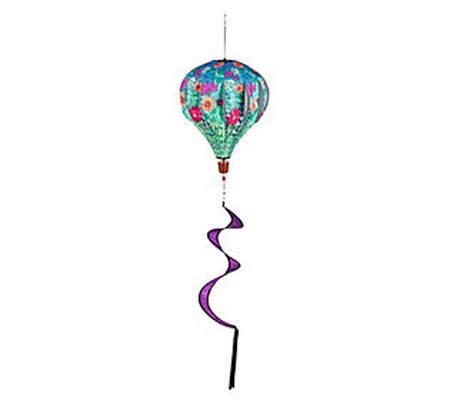Evergreen Floral Burlap Balloon Spinner