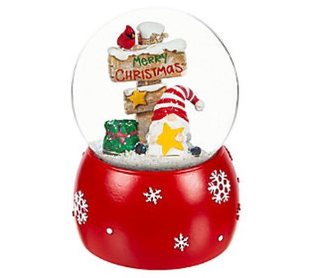 Evergreen LED Polyresin Water Globe w/Gnome & S ign