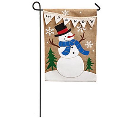 Evergreen Let it Snow Garden Burlap Flag
