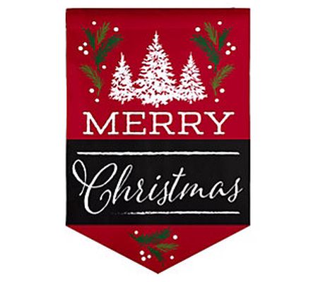 Evergreen Merry Christmas Garden Burlap Flag