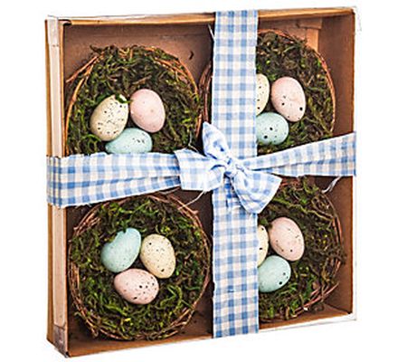 Evergreen Set of 4 Artificial Easter Eggs in Ne st Table Decor
