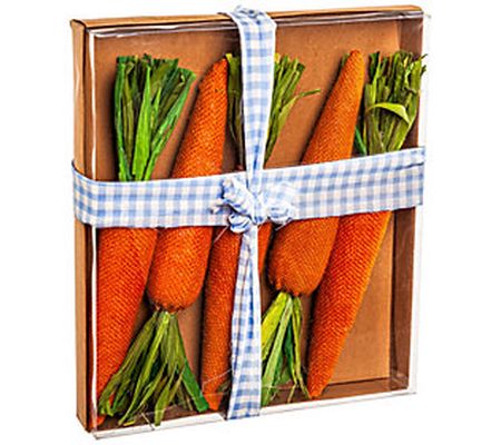 Evergreen Set of 5 11" Artificial Carrots in Gi ft Box Decor