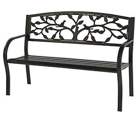 Evergreen Tree of Life Metal Garden Bench