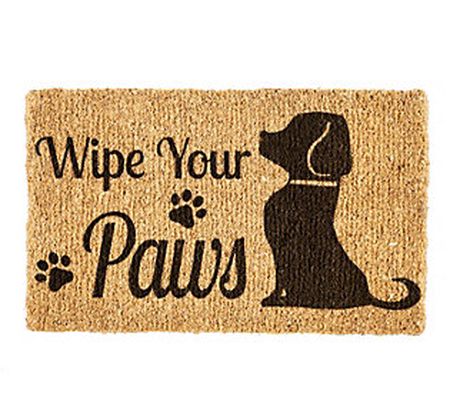 Evergreen Wipe Your Paws Dog, Woven Coir Mat, 3 0" x 18"