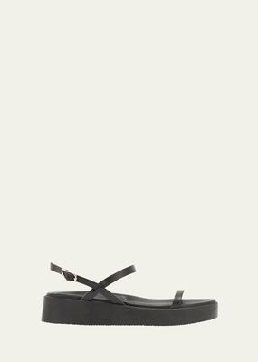 Everiali Leather Slingback Flatform Sandals
