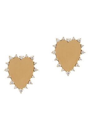 Everlasting 14K-Gold-Plated & Cubic Zirconia Heart Stud Earrings