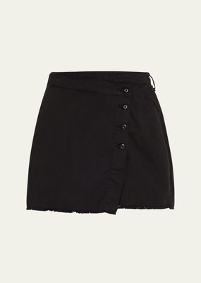 Everly Cotton Canvas Mini Wrap Skirt