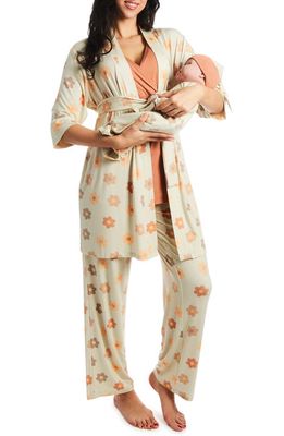 Everly Grey Analise During & After 5-Piece Maternity/Nursing Sleep Set in Daisies 