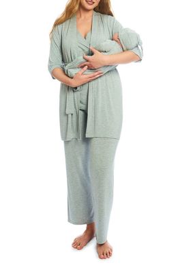 Everly Grey Analise During & After 5-Piece Maternity/Nursing Sleep Set in Heather Grey Solid 