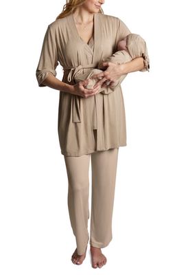 Everly Grey Analise During & After 5-Piece Maternity/Nursing Sleep Set in Latte 