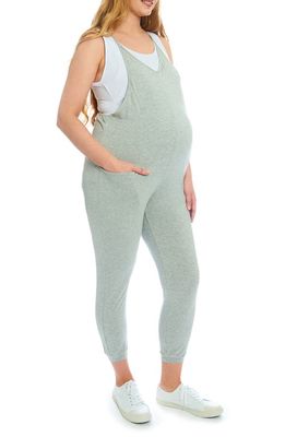 Everly Grey Brandi Maternity/Nursing Romper in Heather Grey Solid