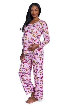 Everly Grey Laina Jersey Long Sleeve Maternity/Nursing Pajamas in Lavender Rose 