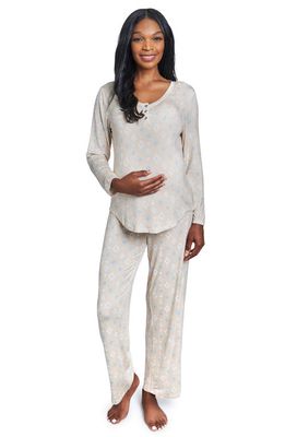 Everly Grey Laina Jersey Long Sleeve Maternity/Nursing Pajamas in Mosaic 