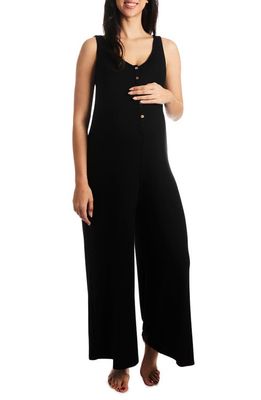 Everly Grey Luana Jersey Maternity/Nursing Romper in Black 