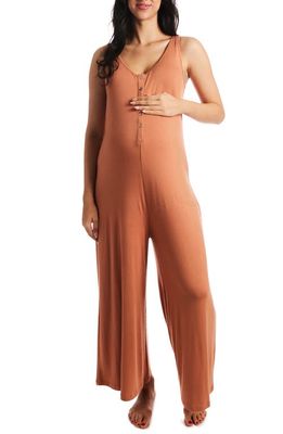 Everly Grey Luana Jersey Maternity/Nursing Romper in Sandstone