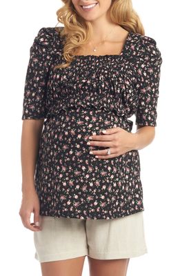 Everly Grey Tracey Maternity/Nursing Top in Black Floral
