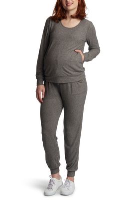 Everly Grey Whitney 2-Piece Maternity/Nursing Lounge Set in Charcoal