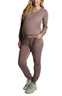 Everly Grey Whitney 2-Piece Maternity/Nursing Lounge Set in French Terry Coco