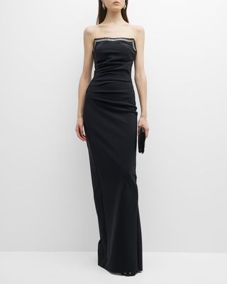 Everly Strapless Rhinestone-Embellished Gown