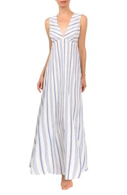 Everyday Ritual Amelia Stripe Cotton Nightgown in Blueberry Stripe