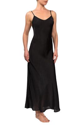 Everyday Ritual Angelina Satin Slip Nightgown in Black