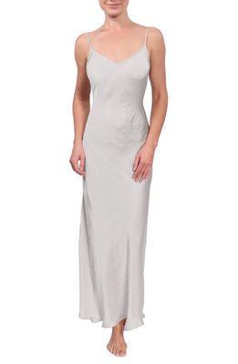 Everyday Ritual Angelina Satin Slip Nightgown in Oyster Grey