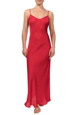 Everyday Ritual Angelina Satin Slip Nightgown in Rouge