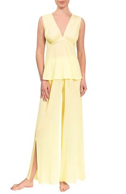 Everyday Ritual Deep V Wide Leg Pajamas in Limoncello