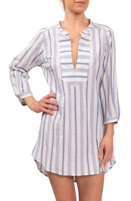 Everyday Ritual Hailey Stripe Cotton Pajama Tunic in Blueberry Stripe