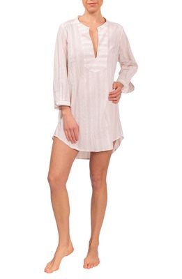 Everyday Ritual Hailey Stripe Cotton Pajama Tunic in Strawberry Stripe 