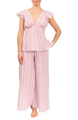 Everyday Ritual Harper Cotton Pajamas in Verona Pink Stripe