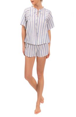 Everyday Ritual Joyce Stripe Cotton Short Pajamas in Blueberry Stripe