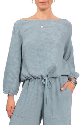 Everyday Ritual Penny Off the Shoulder Lounge Top in Desert Blue