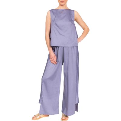 Everyday Ritual Piper Wide Leg Sleeveless Cotton Pajamas in Violet 