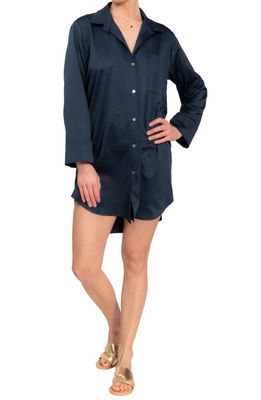 Everyday Ritual Rick Cotton Sleep Shirt in Inky Blue 