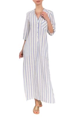 Everyday Ritual Tracey Stripe Cotton Nightgown in Blueberry Stripe